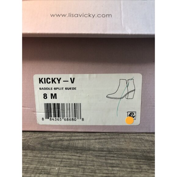 Lisa Vicky KICKY-V Saddle Split Suede Heel Booties Size 8 - Picture 6 of 6